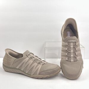 Skechers Slip-ins Shoes Womens 10 EU 40 Beige Breathe Easy Mesh Walking Sneakers